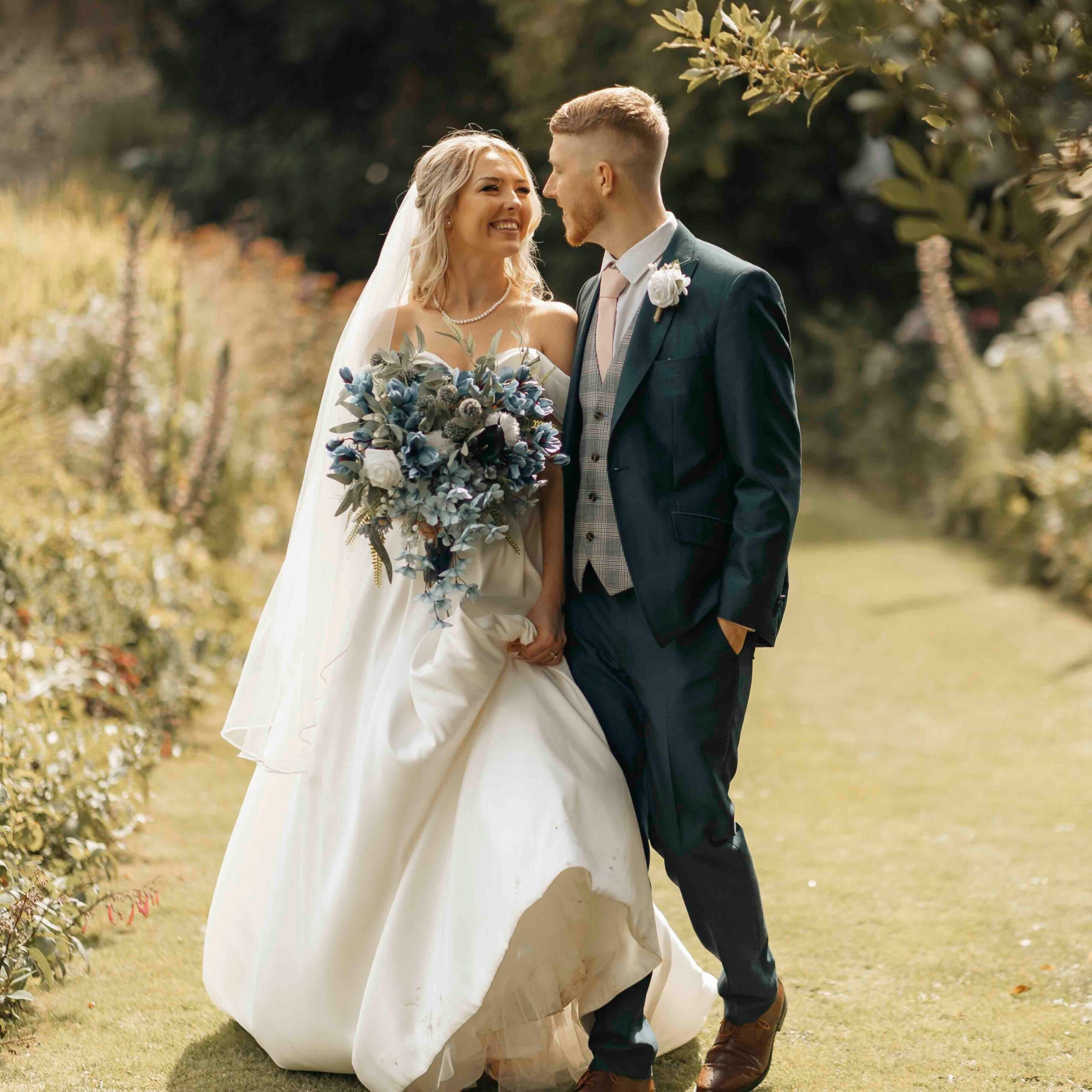 recently wedded couple, taking a walking down the isle